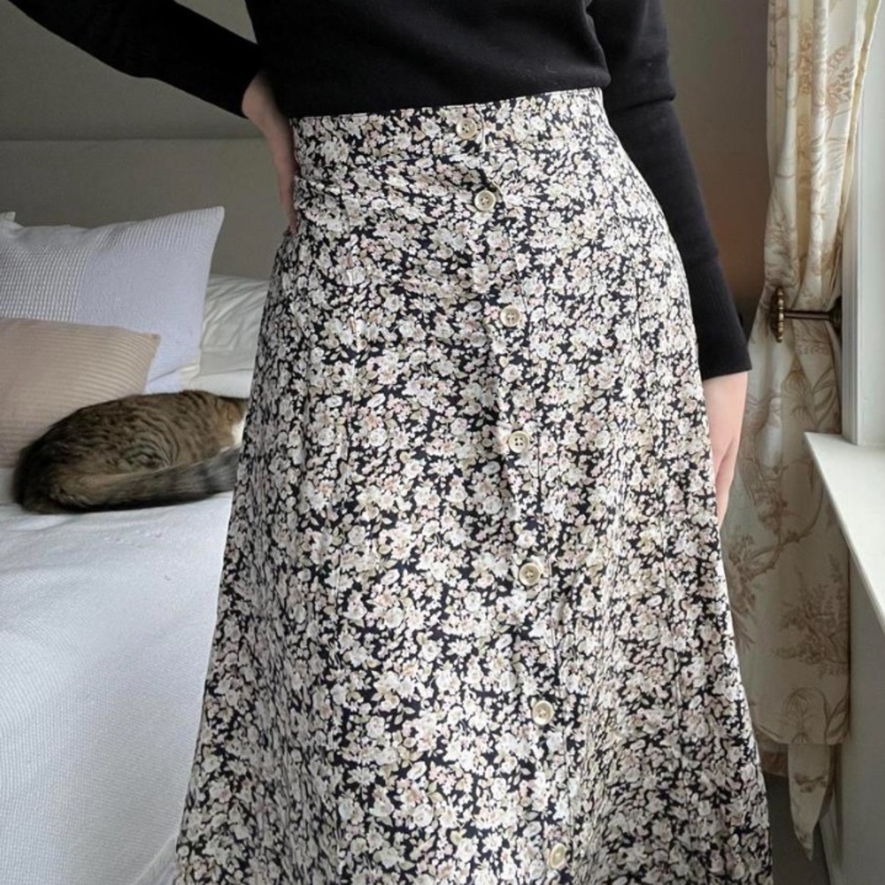 90s floral midi skirt